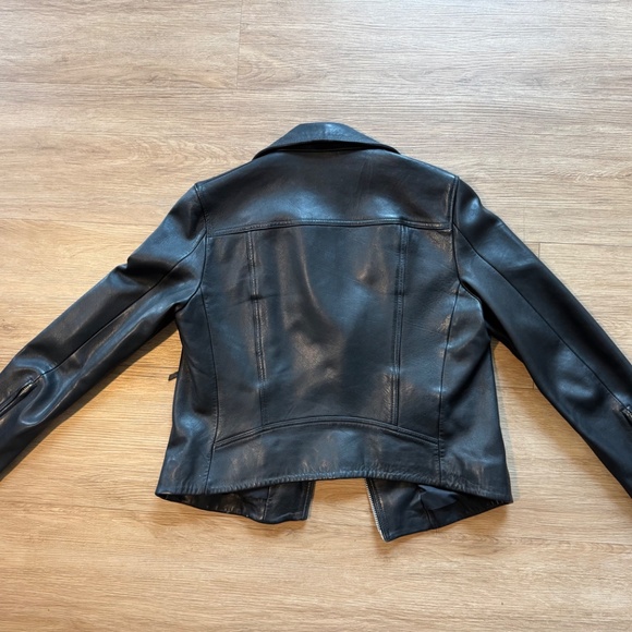 All Saints Dalby Leather Slim Fit Leather Biker Jacket - Picture 7 of 9